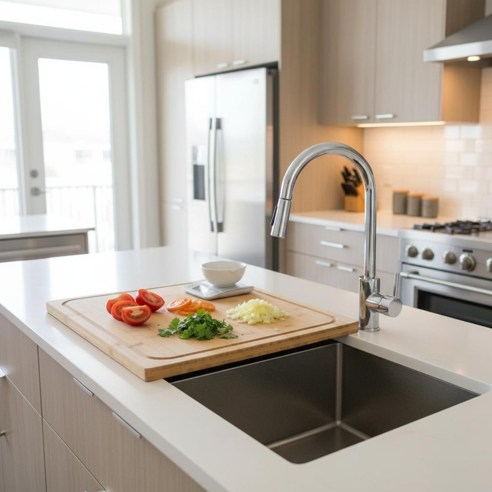 Bamboo Cutting Board - Over the Sink Cutting Board Multipurpose