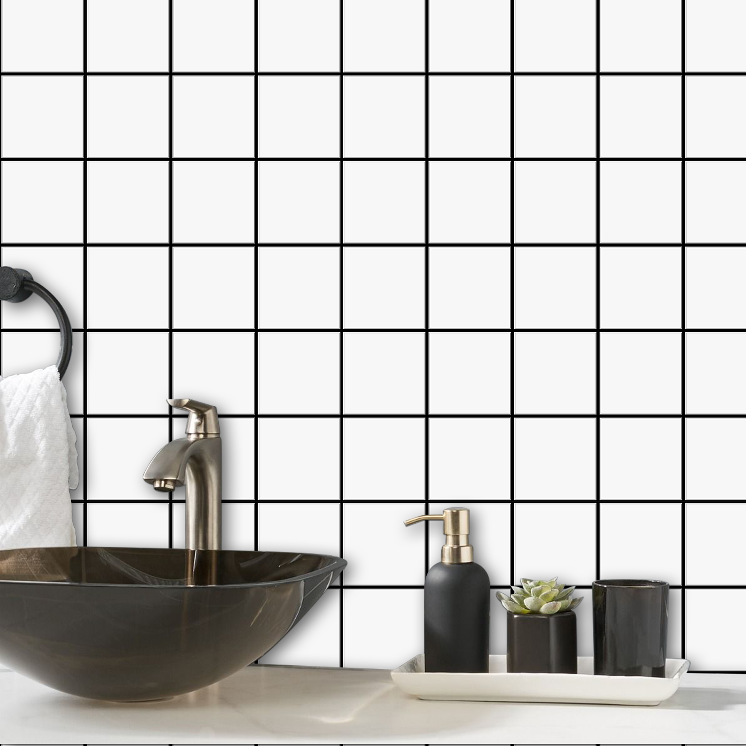 10pcs Premium Square Wall Tile - Kitchen Gadgets Cabinet ulasan dan harga