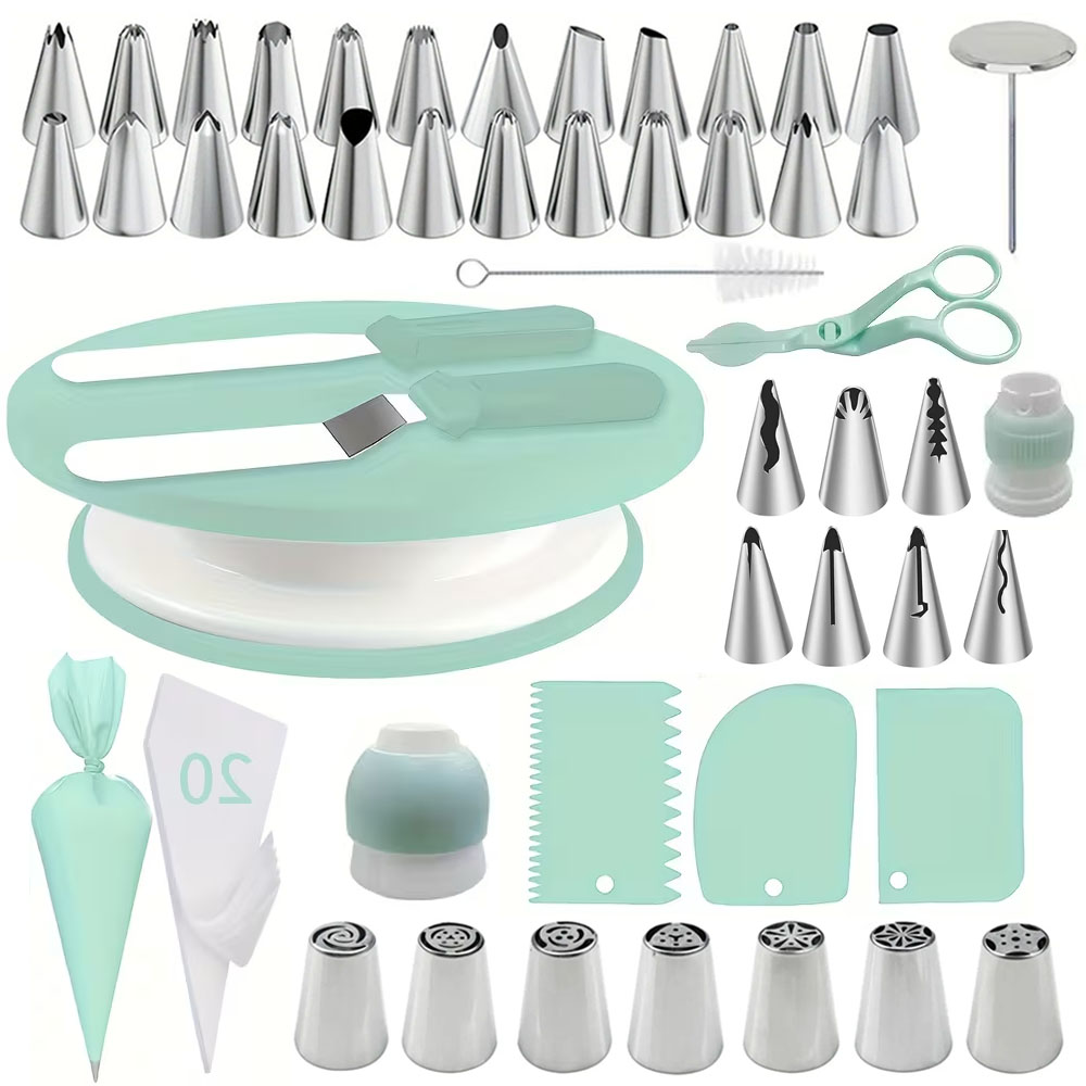 100Pcs Cake Decorating Kit,Com - Cake Decorating Turntable ulasan dan harga