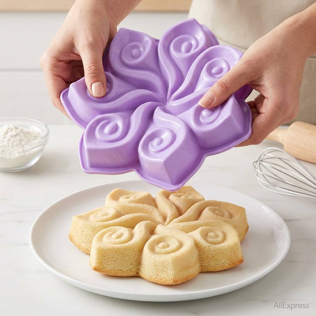 Large Flower Silicone Cake Mol - Quality Kitchen Gadgets ulasan dan harga