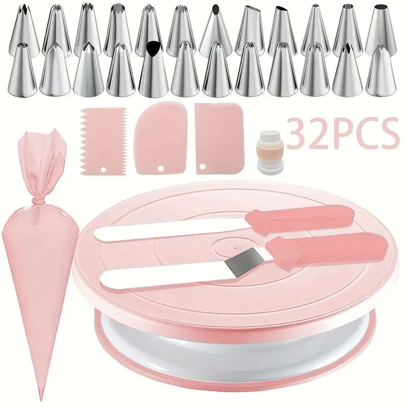 32PCS Cake Decorating Kit with - Cake Decorating Turntable ulasan dan harga