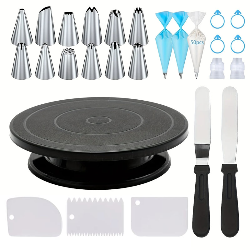 76-Piece Cake Decorating Tool  - Cake Decorating Turntable ulasan dan harga