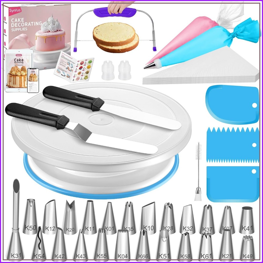 65-Piece Cake Decorating Kit w - Cake Decorating Turntable ulasan dan harga