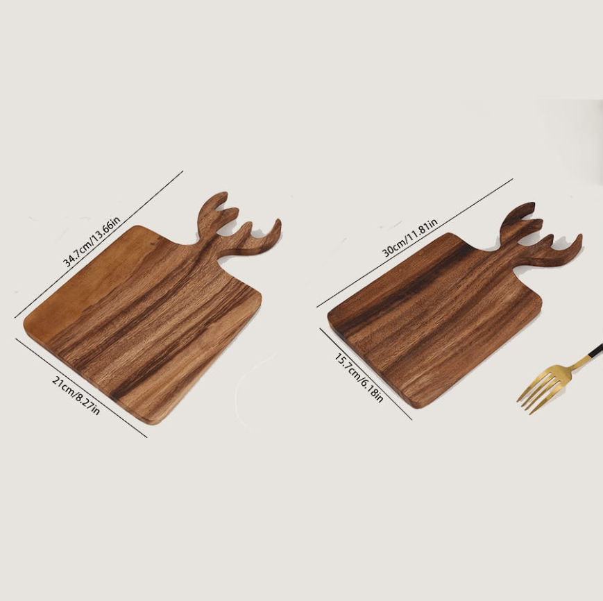 1pc Teak Deer Antler Shaped Ch - Bamboo Cutting Board ulasan dan harga