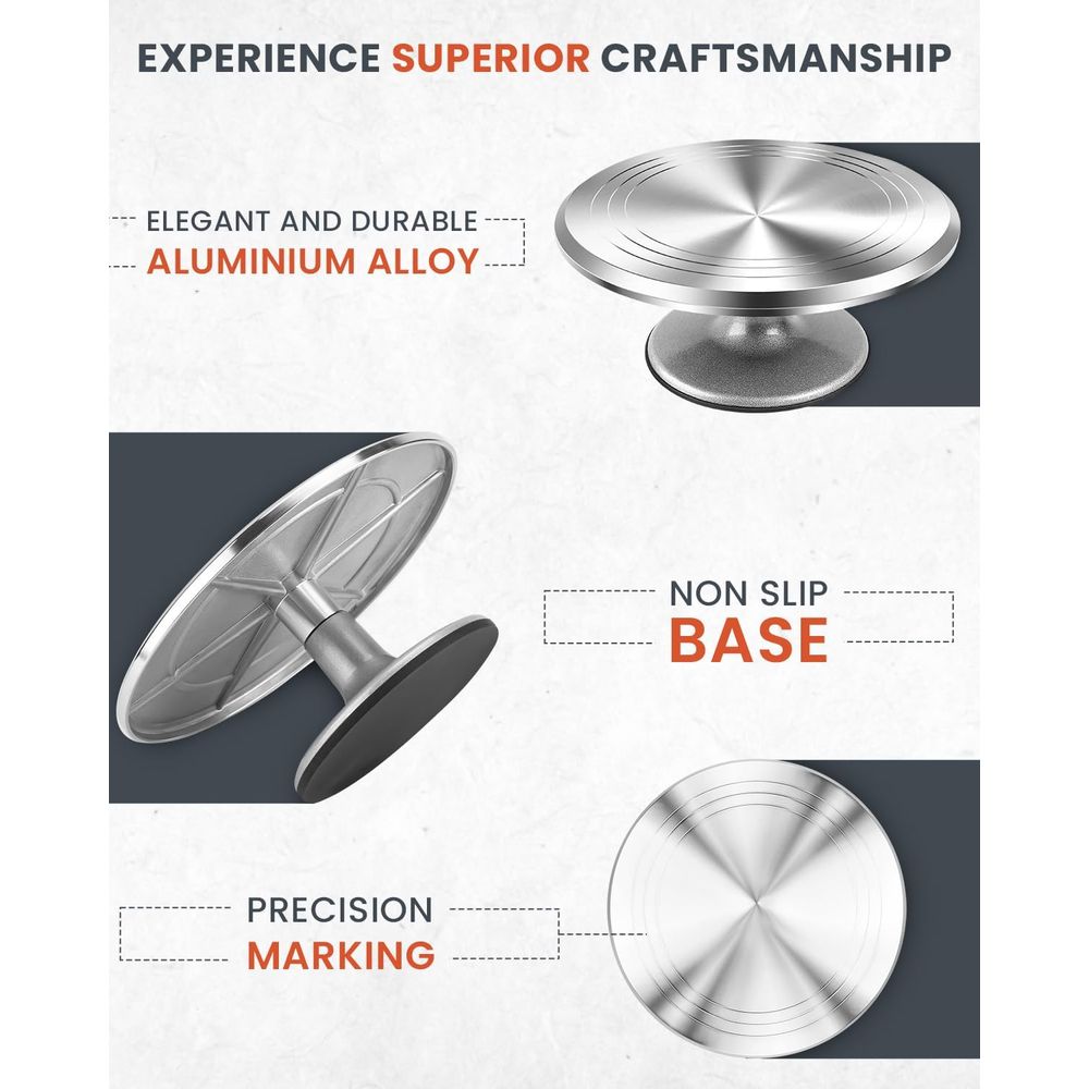 12 Inch Alloy Revolving Cake S - Cake Decorating Turntable ulasan dan harga